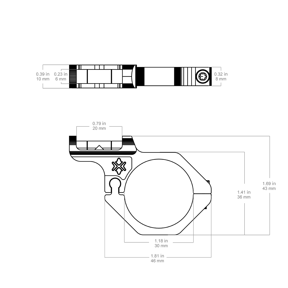 30 mm:n offset-vesivaaka kiväärikaukoputkeen