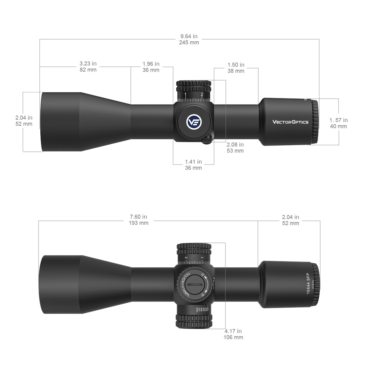 Vector Optics Veyron 10x44 SFP kompakti kiikaritähtäin Vector Optics