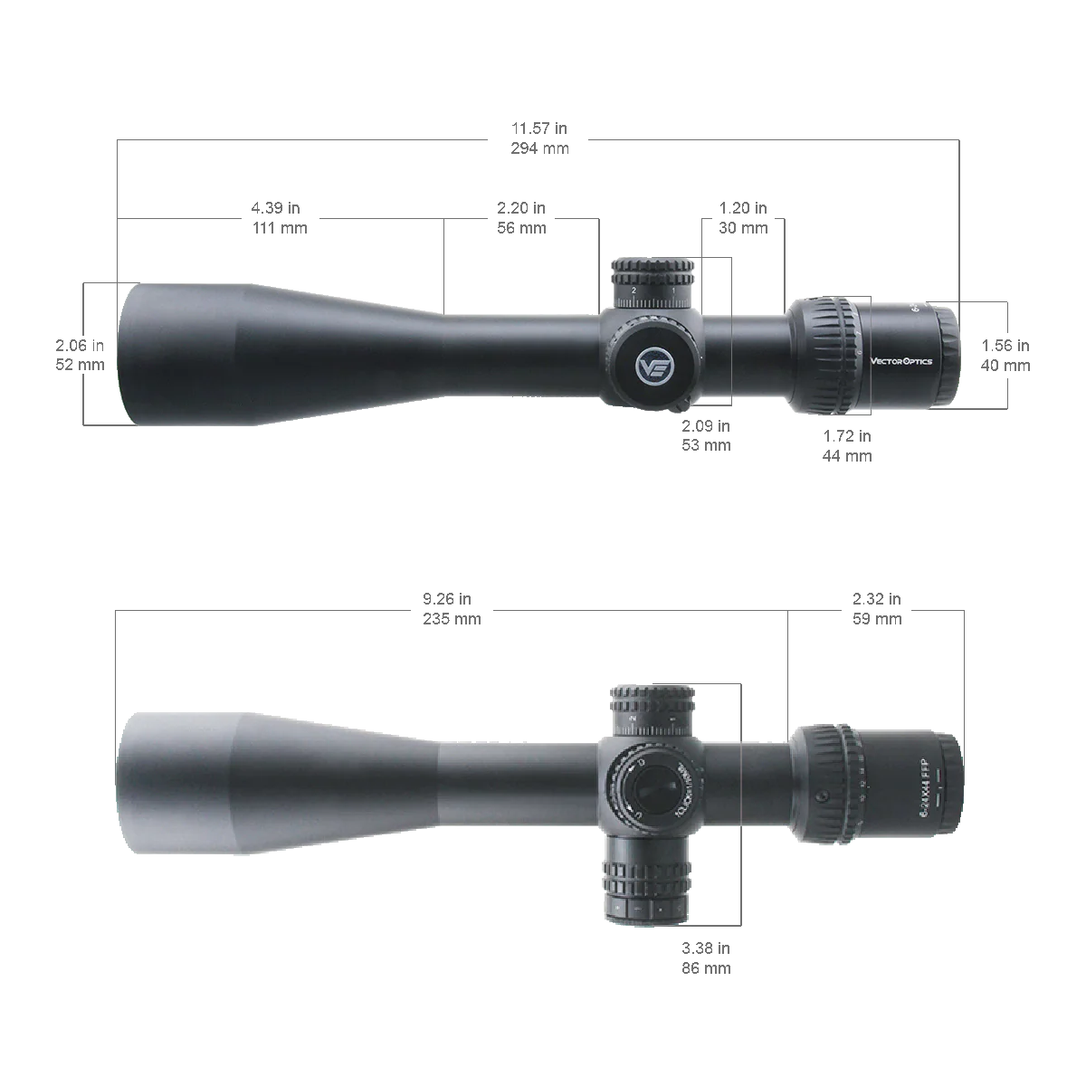 Vector Optics Veyron 6-24x44 IR First Focal Plane valaistu kivääritähtäin Vector Optics