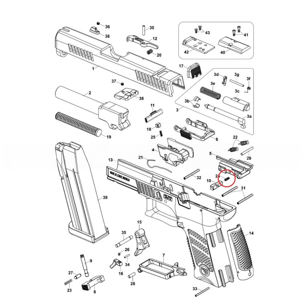 CZ P-10 liipaisin bar disconnector jousi