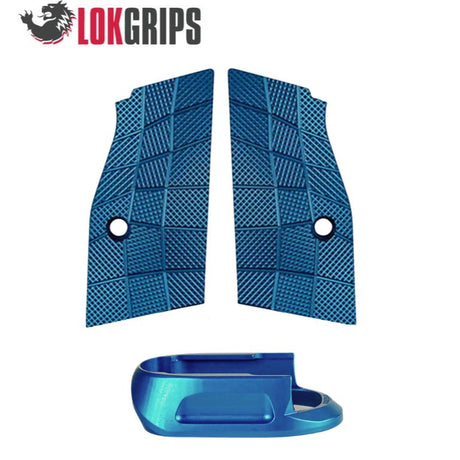 CZ Shadow 2 Compact & Carry lyhyet alumiiniset kahvapaneelit & alumiininen lippaskaivo | Gridlok_sininen