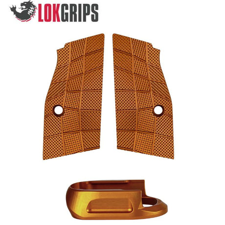 CZ Shadow 2 Compact & Carry lyhyet alumiiniset kahvapaneelit & alumiininen lippaskaivo | Gridlok_oranssi