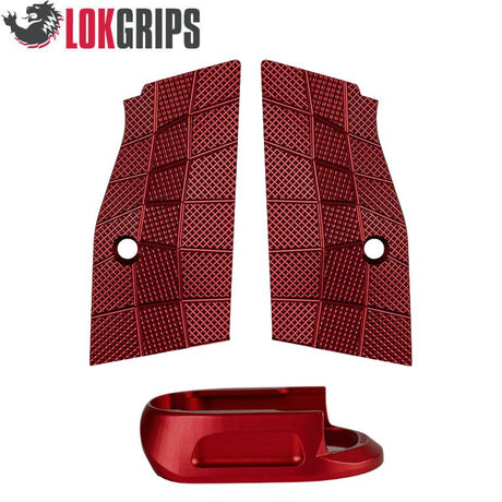 CZ Shadow 2 Compact & Carry lyhyet alumiiniset kahvapaneelit & alumiininen lippaskaivo | Gridlok_punainen