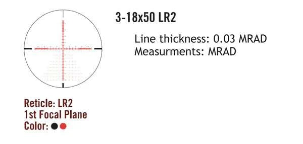 Sightmark Presidio 3-18x50 LR2 FFP kiväärin kiikaritähtäin