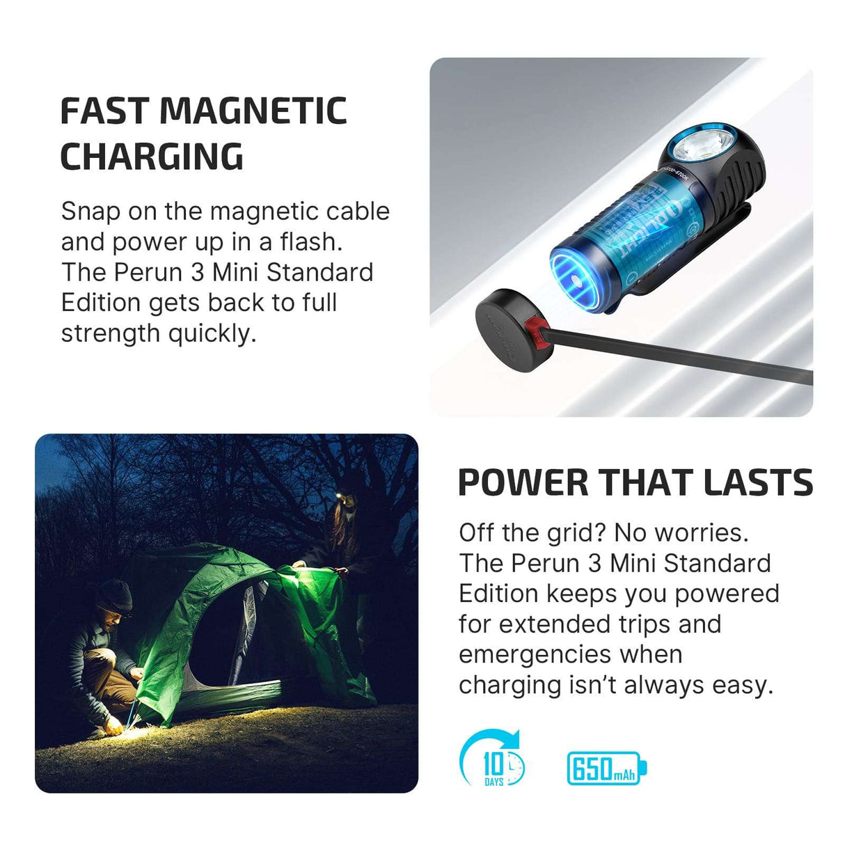 Olight Perun 3 Mini | ladattava otsalamppu | 1.250 lm