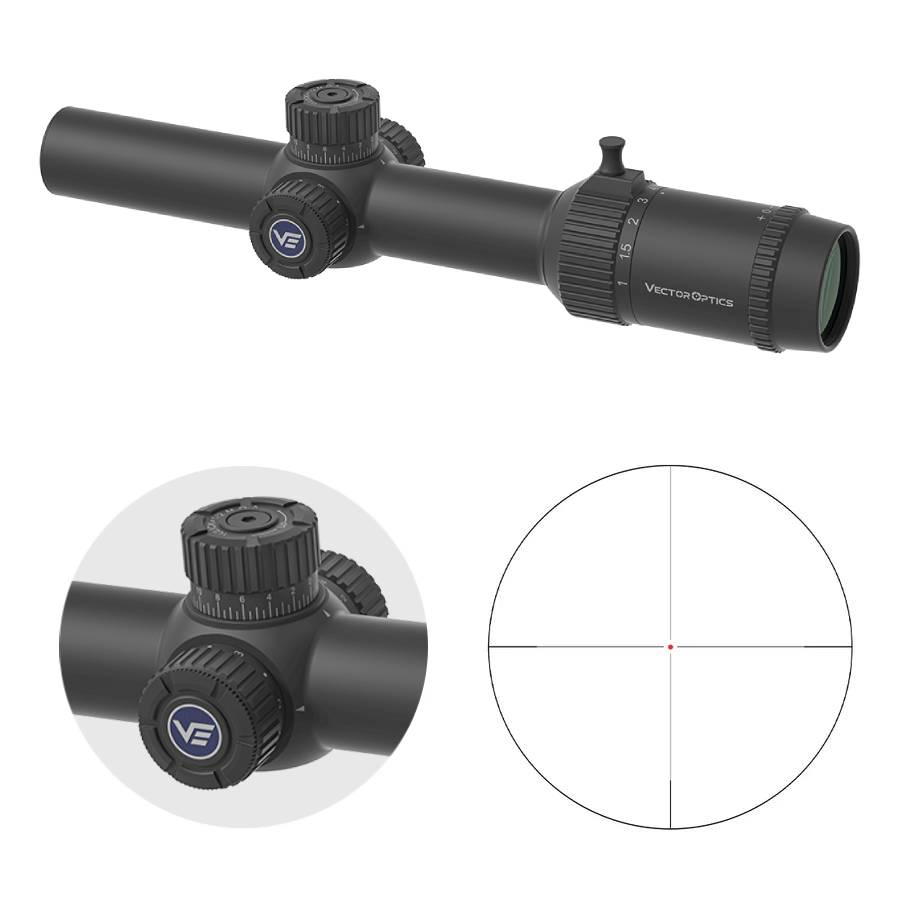 Vector Optics Forester 1-8x24 Fiber SFP kiväärin kiikaritähtäin